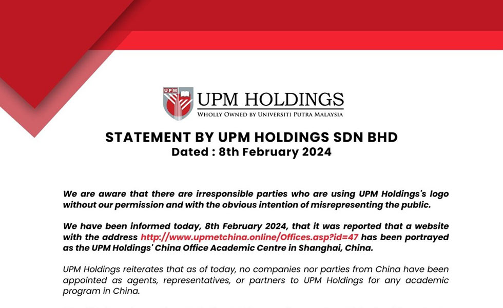 Statement by UPM Holdings